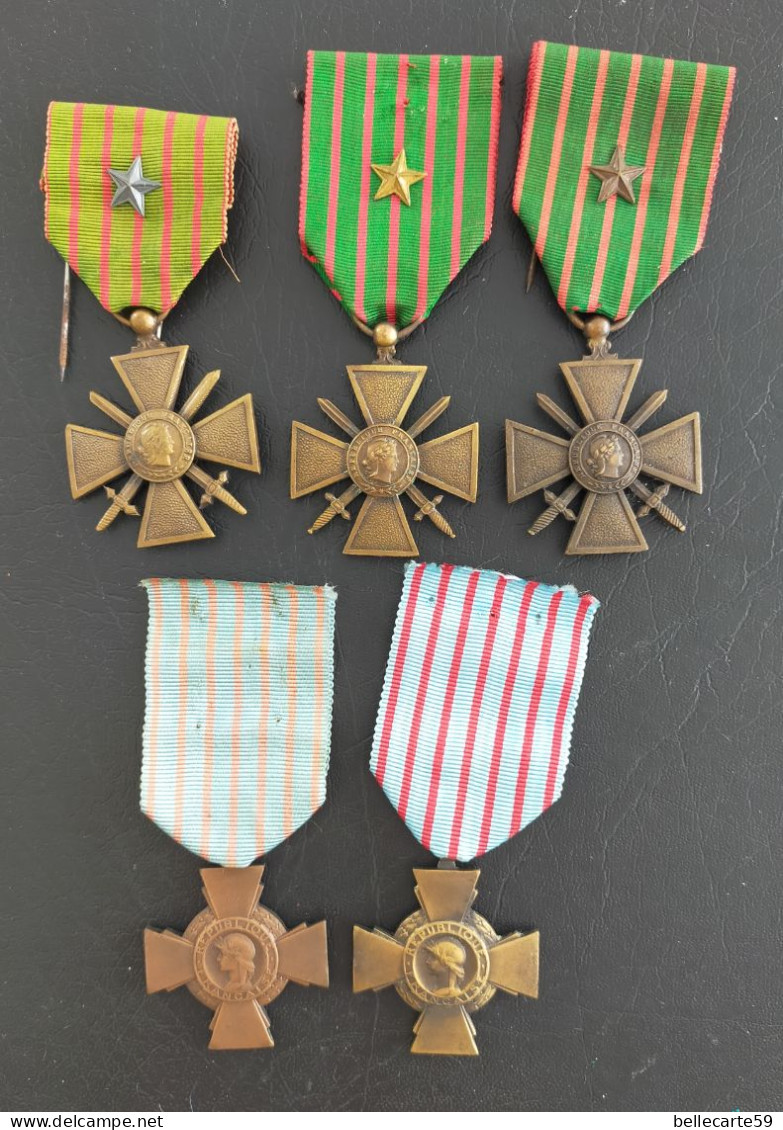 Lot De 5 Médailles Croix Du Combattant - Francia