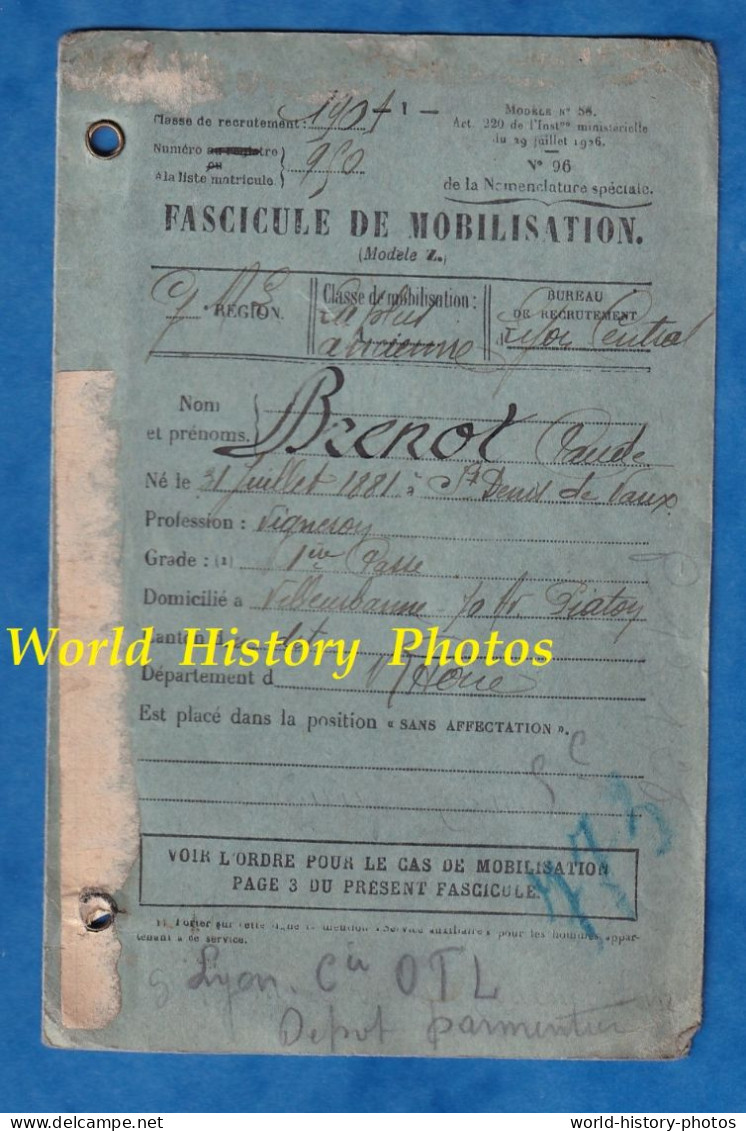 Document Ancien - Soldat Claude BRENOT Né à Saint Denis De Vaux - Poilu Au 9e , 11e Et 13e Régiment D' Infanterie WW1 - 1914-18