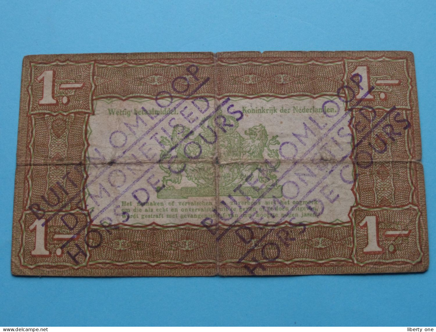 1 Gulden ZILVERBON ( Serie AO N° 308221 - 1 Oct 1938 ) Buiten Omloop ( For Grade, Please See Photo ) Circulated ! - 1  Florín Holandés (gulden)