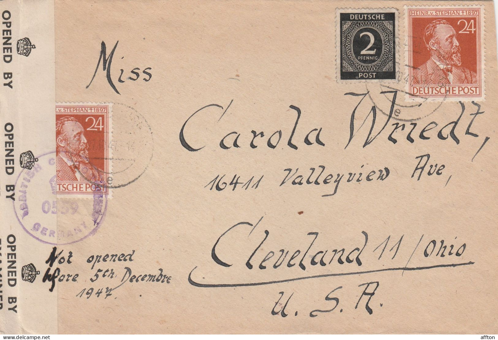 Germany 1947 Censored Cover Mailed To USA - Covers & Documents