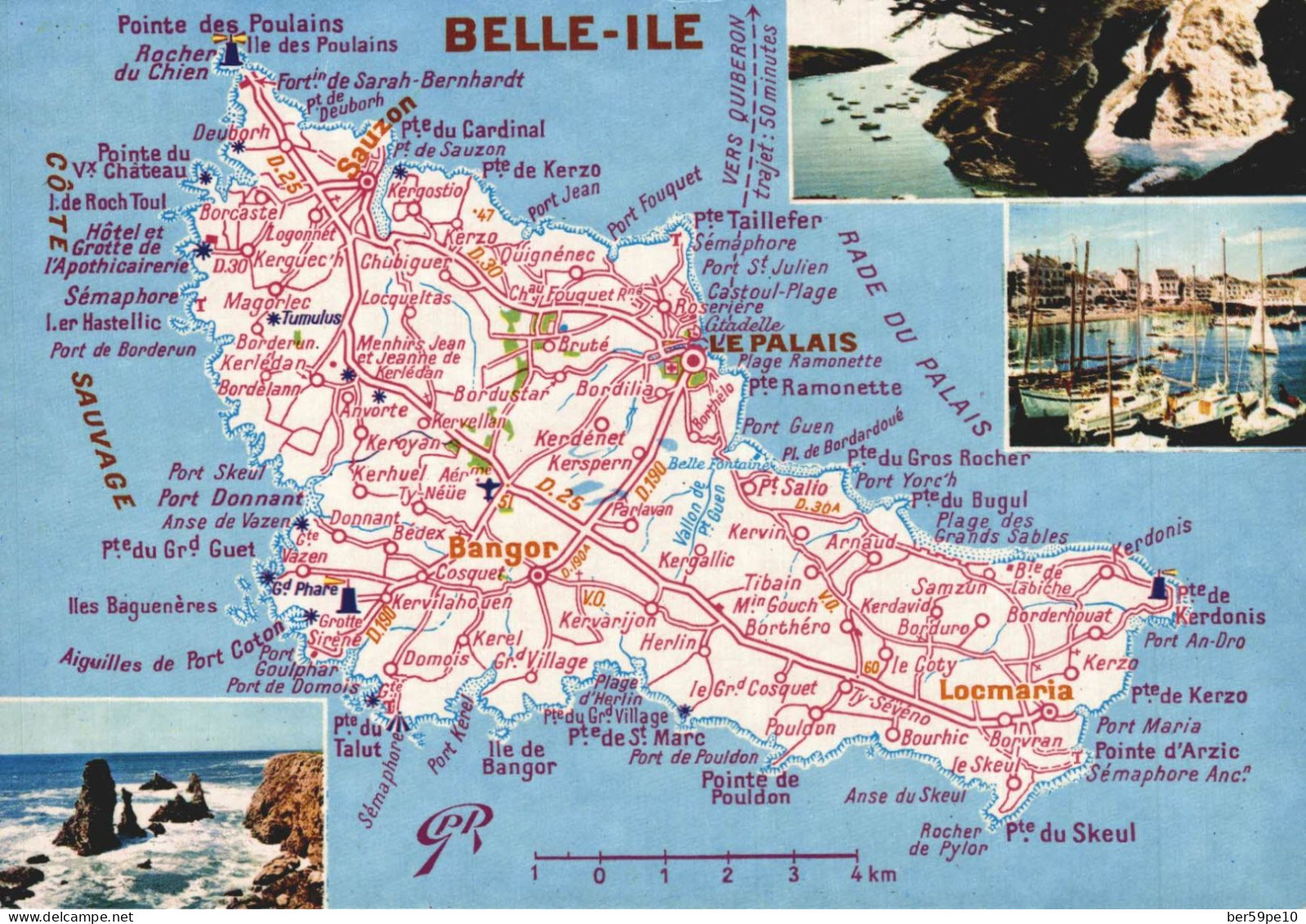 56 BELLE-ILE LA PLUS GRANDE ILE BRETONNE CARTE GEOGRAPHIQUE ET MULTI-VUES - Belle Ile En Mer