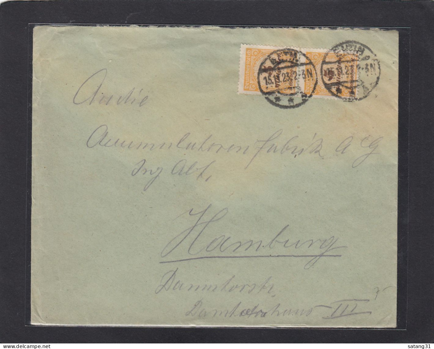 BRIEF AUS EUTIN MIT 10 MILLIONEN FRANKATUR NACH HAMBURG. - Storia Postale