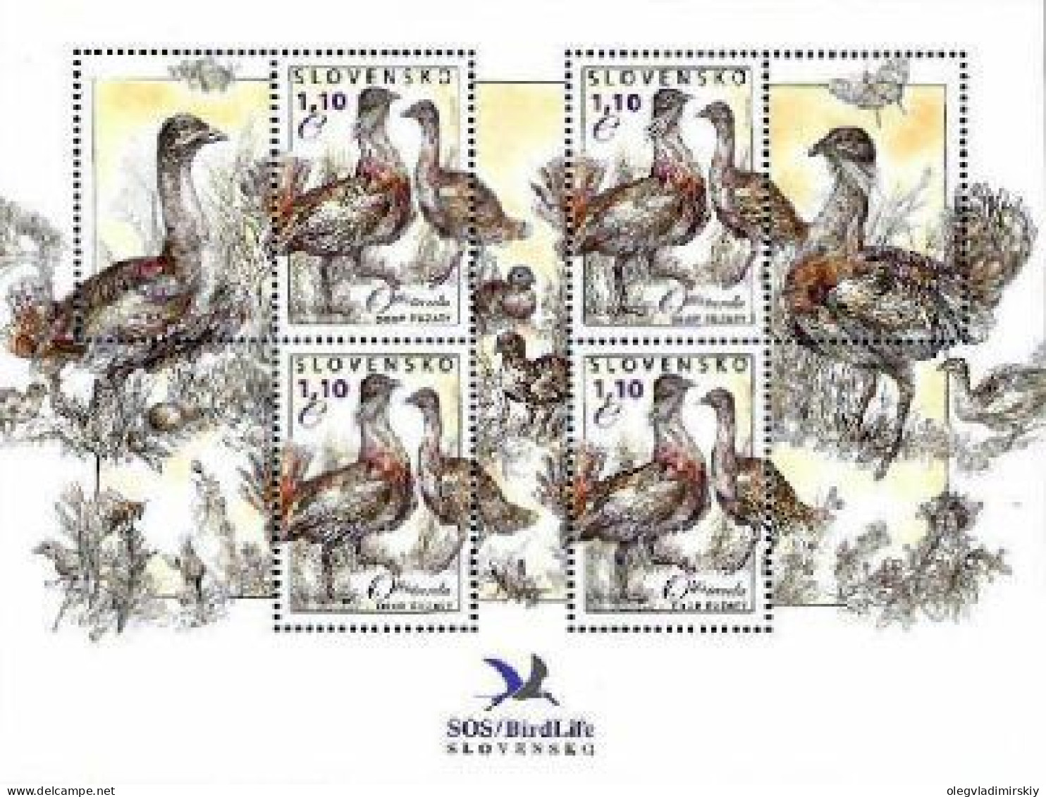 Slovakia 2011 The Nature Protection Rare Birds Great Bustard (Otis Tarda) Sheetlet With Labels MNH - Sonstige & Ohne Zuordnung