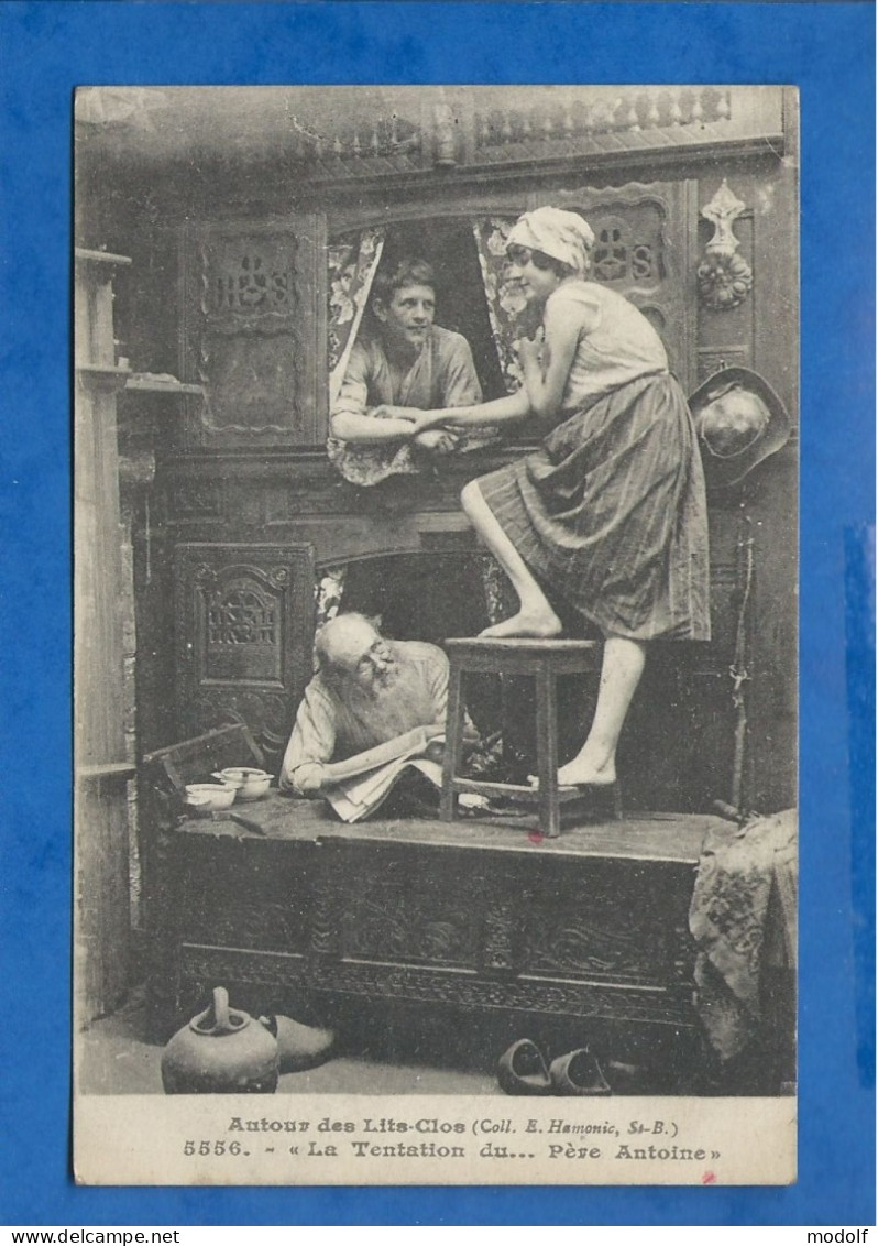 CPA - Folklore - Autour Des Lits Clos Bretons - La Tentation Du Père Antoine - Circulée En 1918 - Sonstige & Ohne Zuordnung