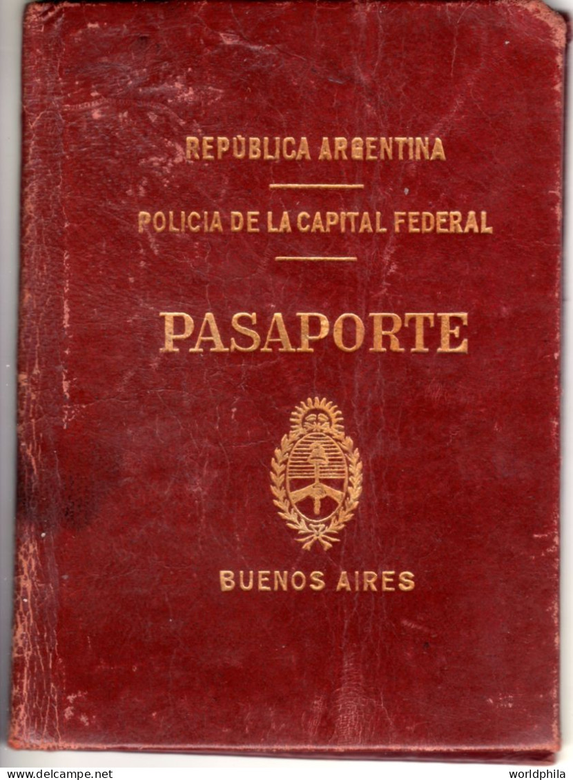 Argentina 1948 Much Travelled Document, Europe, Many Revenue Stamps. Signed Passport History Document - Historische Documenten