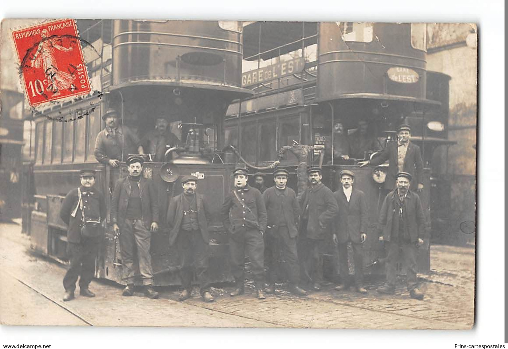 CPA 75 Gare De L'Est Carte Photo Les Tramways Au Dépôt - Public Transport (surface)