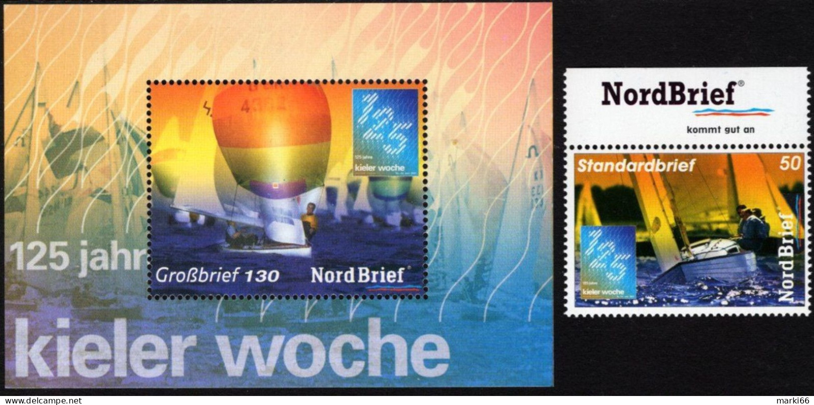 Germany - Nordbrief - 2007 - 125 Years Of Kiel Week - Mint Stamp + Souvenir Sheet - Posta Privata & Locale