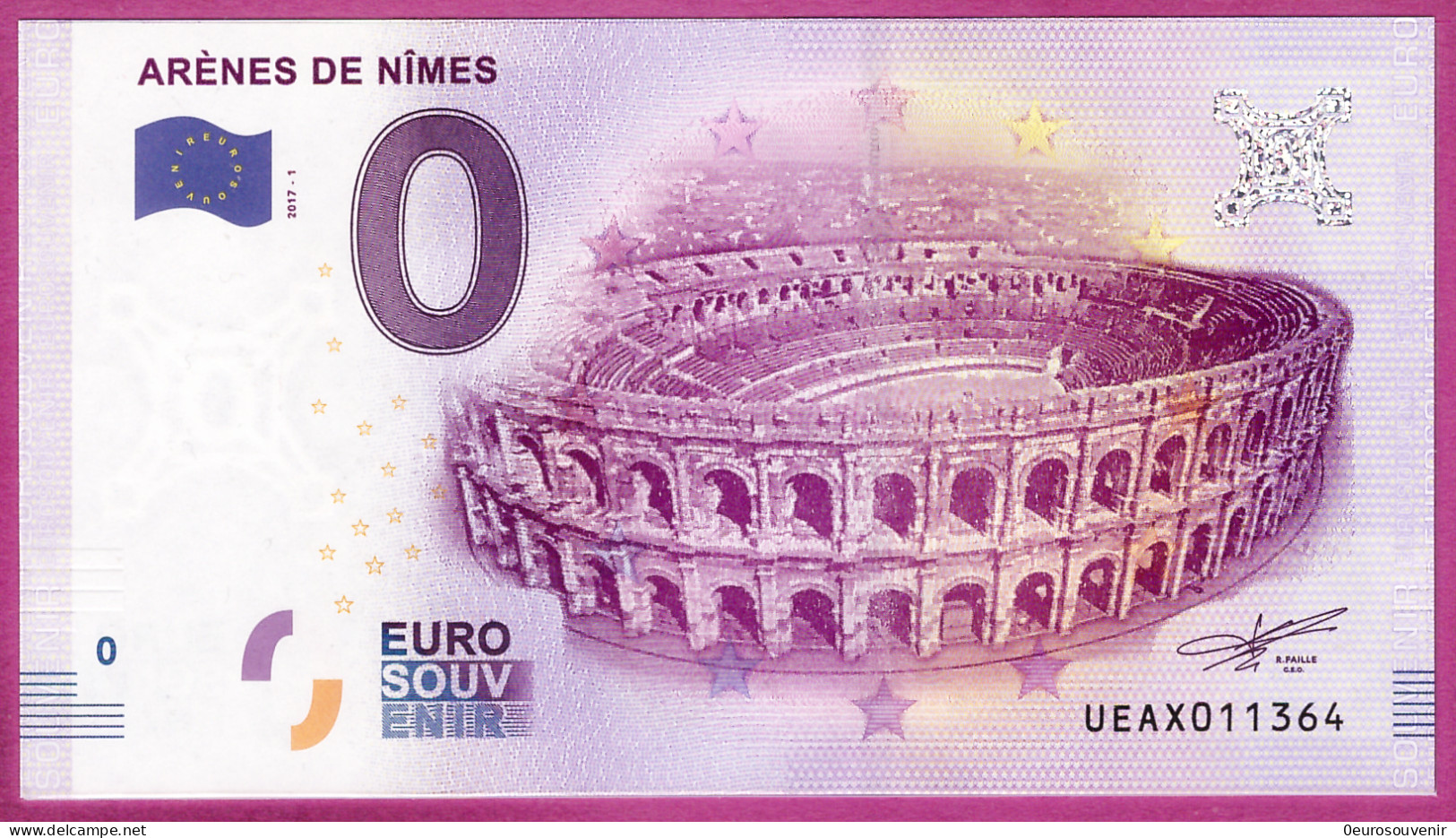 0-Euro UEAX 2017-1 ARÈNES DE NÎMES S-11 XOX - Private Proofs / Unofficial