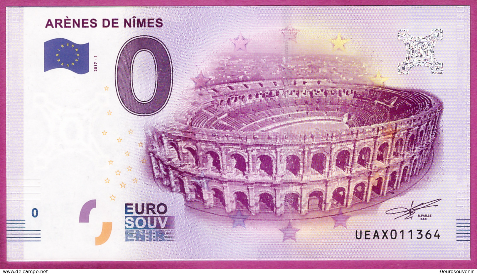 0-Euro UEAX 2017-1 ARENES DE NIMES S-11 XOX - Private Proofs / Unofficial