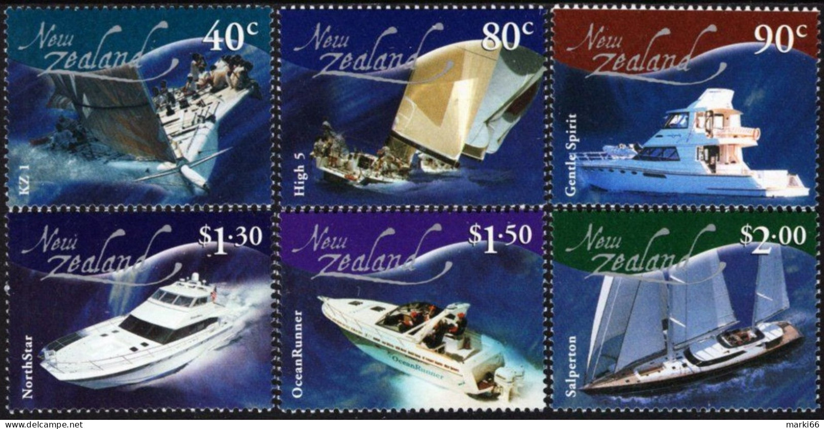 New Zealand - 2002 - Leading The Waves - Modern Yachts - Mint Stamp Set - Unused Stamps