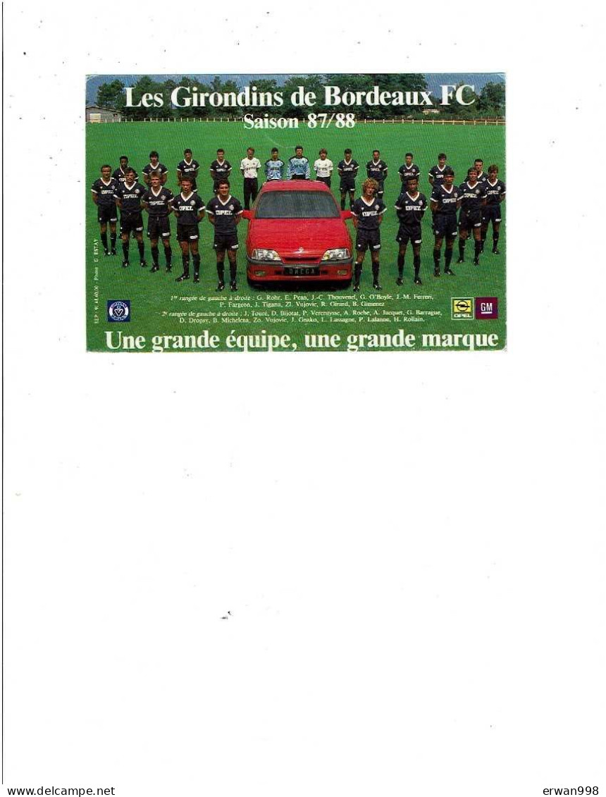 6 PAP BORDEAUX TONNAY BOUTONNE NANTES FOOTIX WOLINSKY 1 SECAP NANCY CP-photo BORDEAUX FC 1988  Sport Football  9 - PAP : Altri (1995-...)