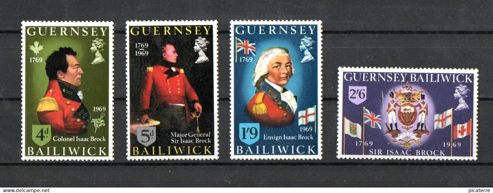 GUERNSEY- Pre-Decimal - SIR ISAAC BROCK- Complete 4V 1969 MNH Set - Guernsey