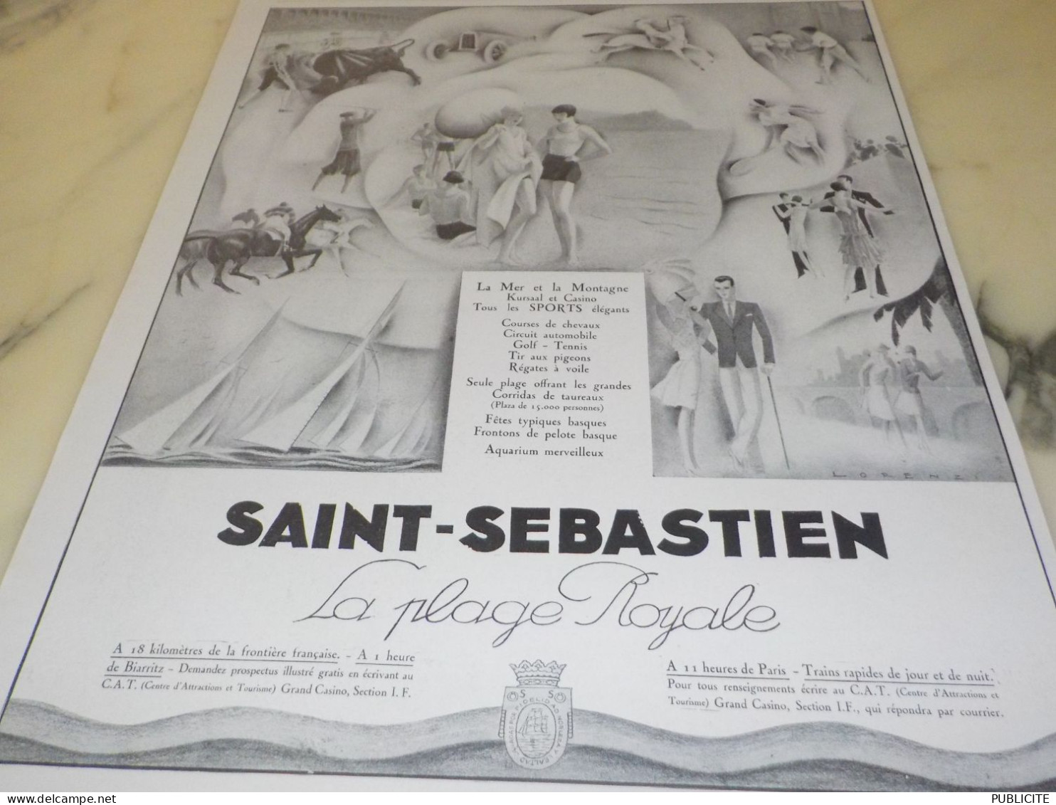 ANCIENNE PUBLICITE LA  PLAGE ROYAL SAINT SEBASTIEN  1929 - Publicidad