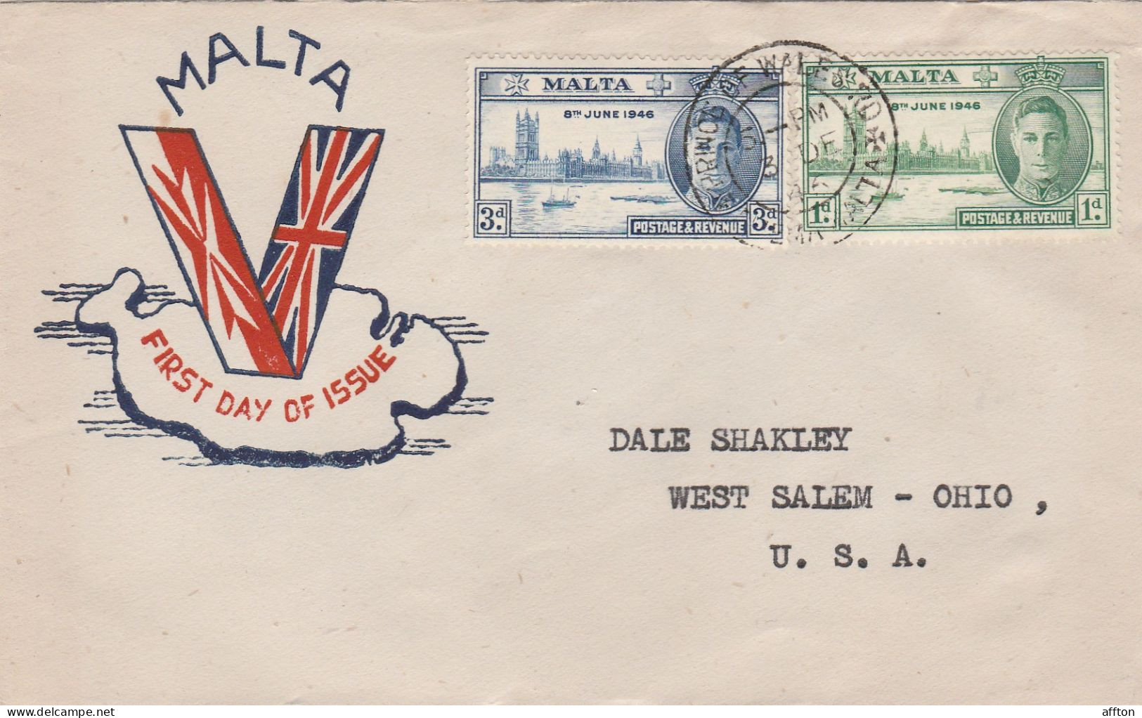 Malta FDC Mailed - Malte (...-1964)