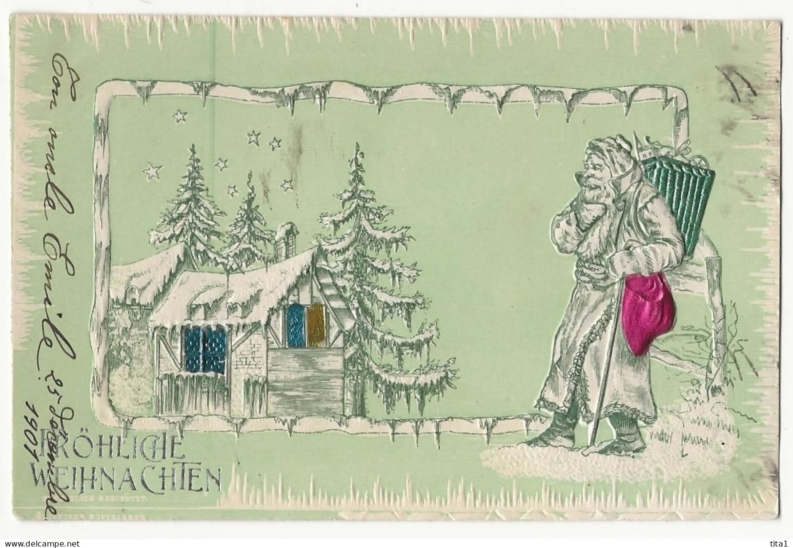 583 - Fröhliche Weihnachten - Père Noël " En Relief" - Santa Claus