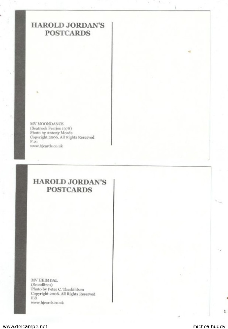 2  POSTCARDS EUROPEAN  FERRIES PUBLISHED BY H J CARDS - Veerboten