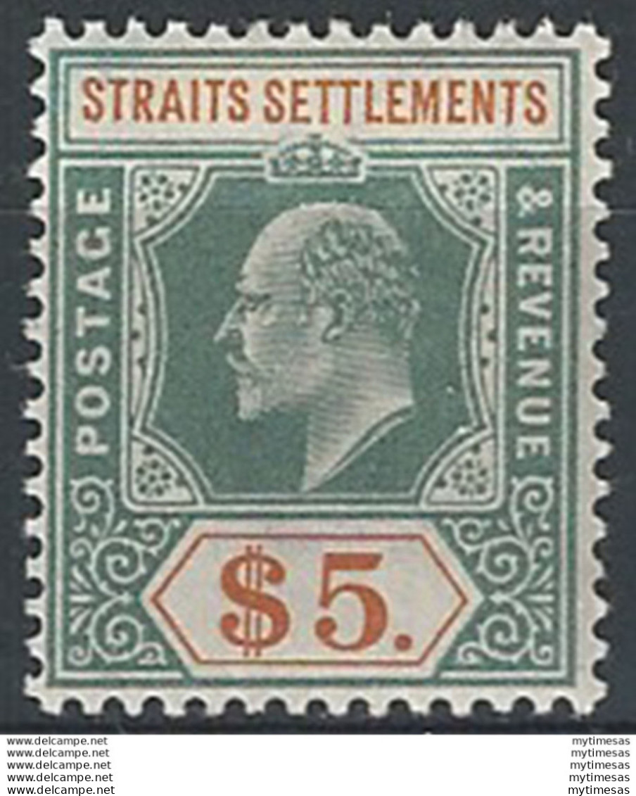 1902 Malaysia Straits Settlements $5 MNH SG N. 121 - Autres & Non Classés