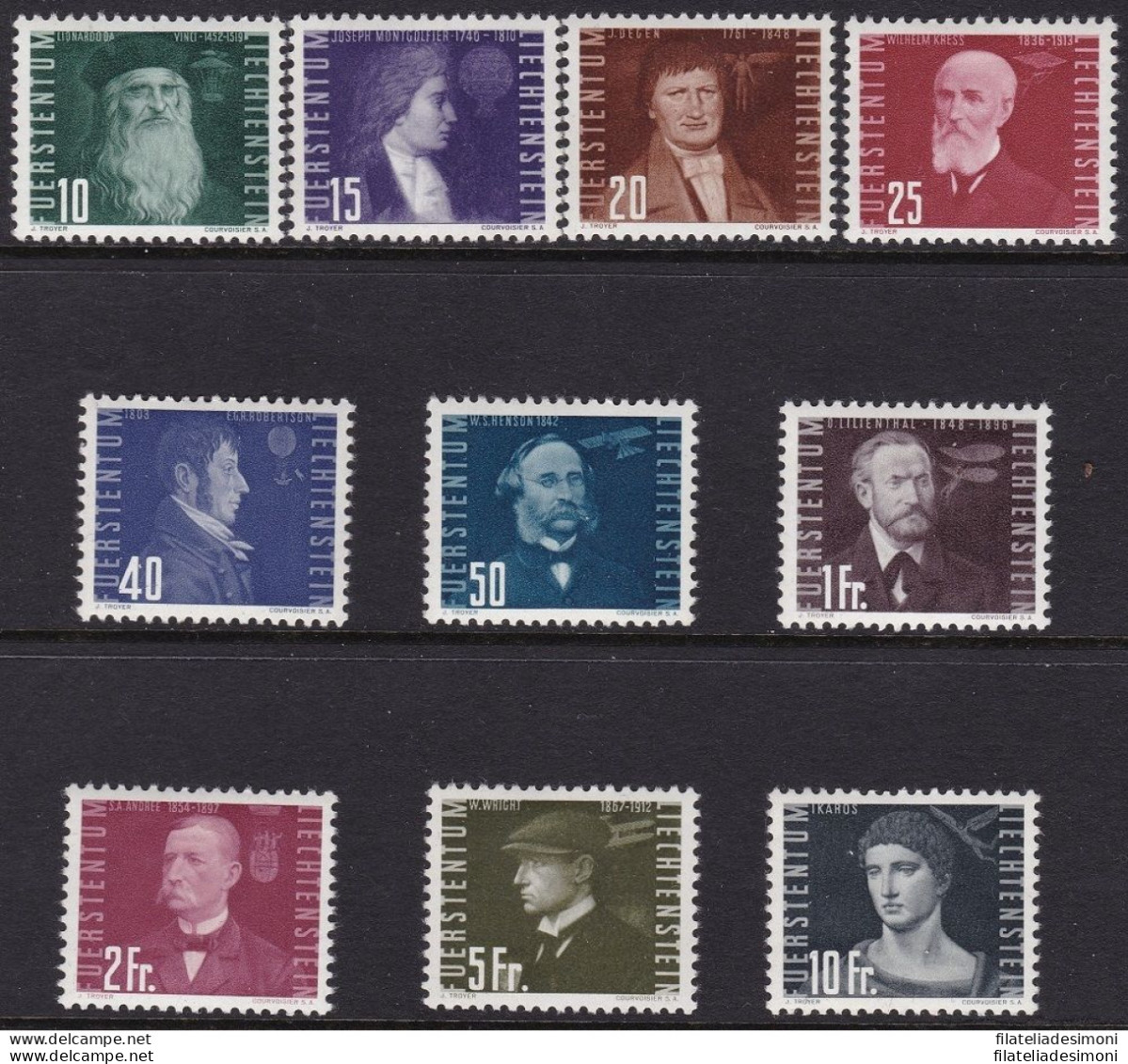1948 Liechtenstein, Posta Aerea - N. 24/33 Serie Di 10 Valori - MNH** - Other & Unclassified