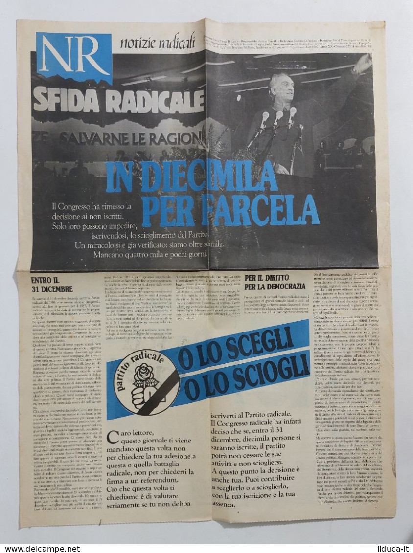 47846 Quotidiano 1986 - NR Notizie Radicali A. XX N. 272 - Pannella - Other & Unclassified