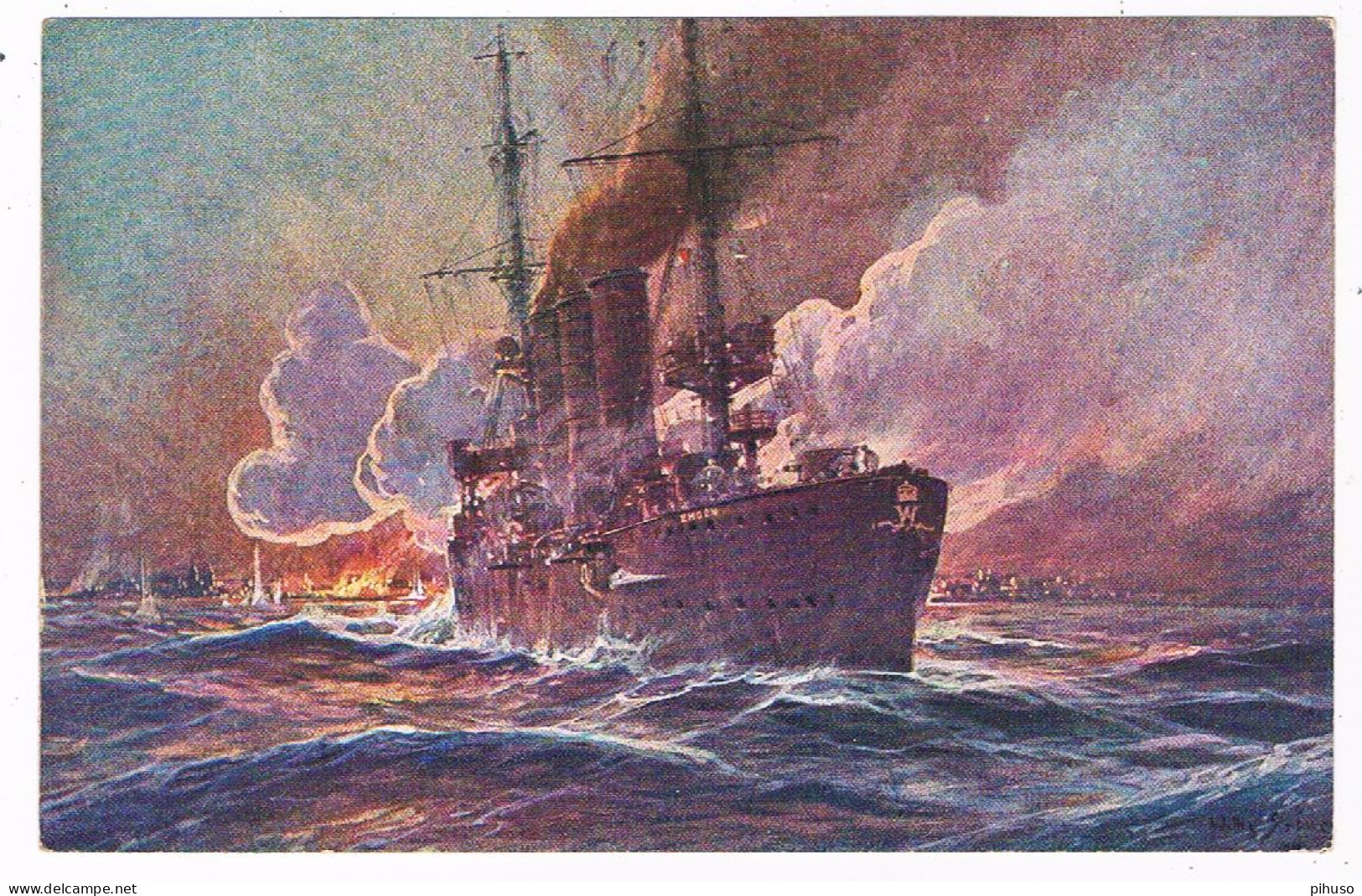 SCH-1660  KREUZER EMDEN : Beschiesung Von Madras - Warships