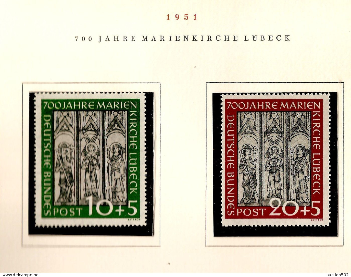 Germany DEUTSCHE POST 1951 700 JAHRE MARIENKIRCHE LÜBECK  Y & T Nr 25/26   ** - Unused Stamps