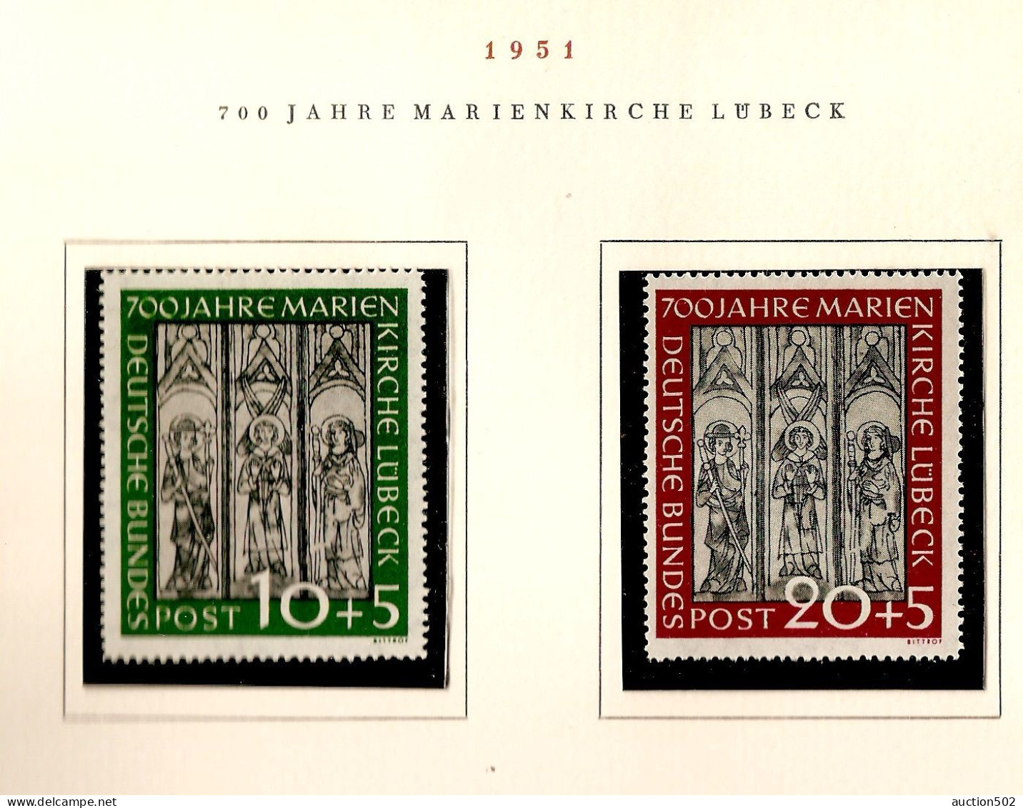 Germany DEUTSCHE POST 1951 700 JAHRE MARIENKIRCHE LÜBECK  Y & T Nr 25/26   ** - Nuevos