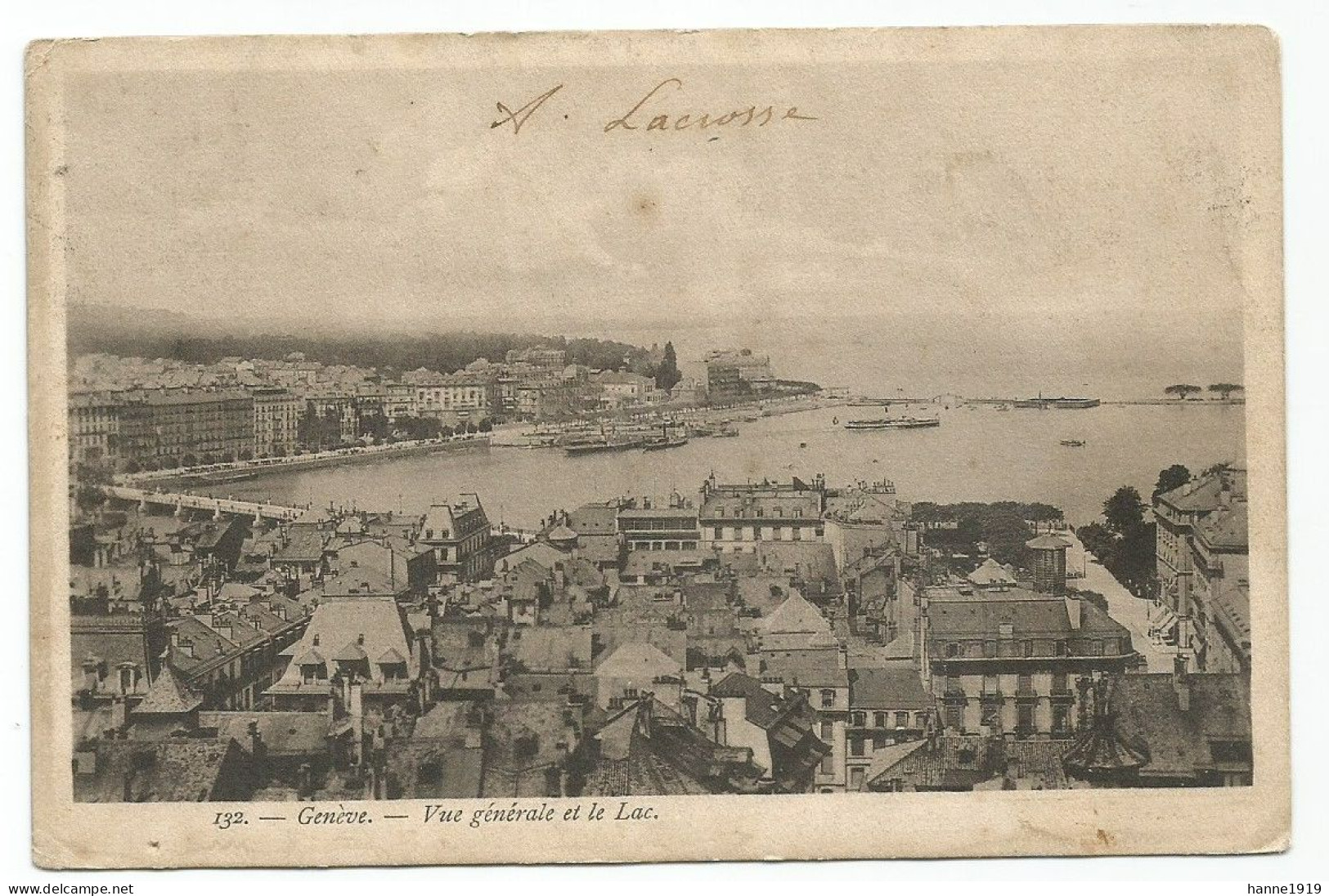 Genève Vue Générale Et Le Lac Cachet Bruxelles 1908 Timbre Helvetia 5 Franco - Genève