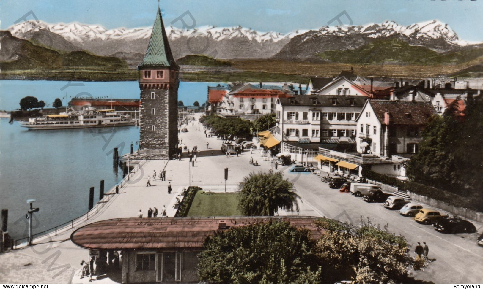 CARTOLINA  C9 LINDAU (BODENSEE),BAYERN,GERMANIA-HAFENPARTIE UND SCHEIZER ALPEN-NON VIAGGIATA (1959) - Lindau A. Bodensee