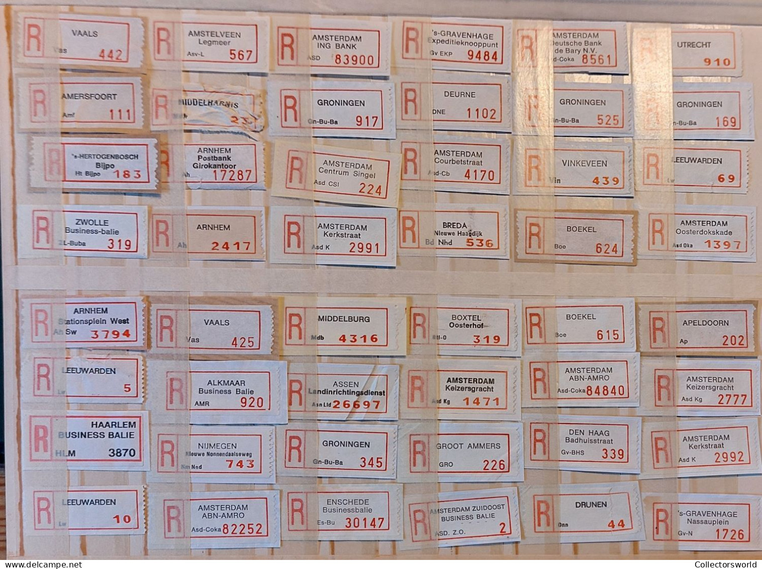 Netherlands Lot 175+ Registered Labels / R Aantekenstroken - 4 Scans - Storia Postale