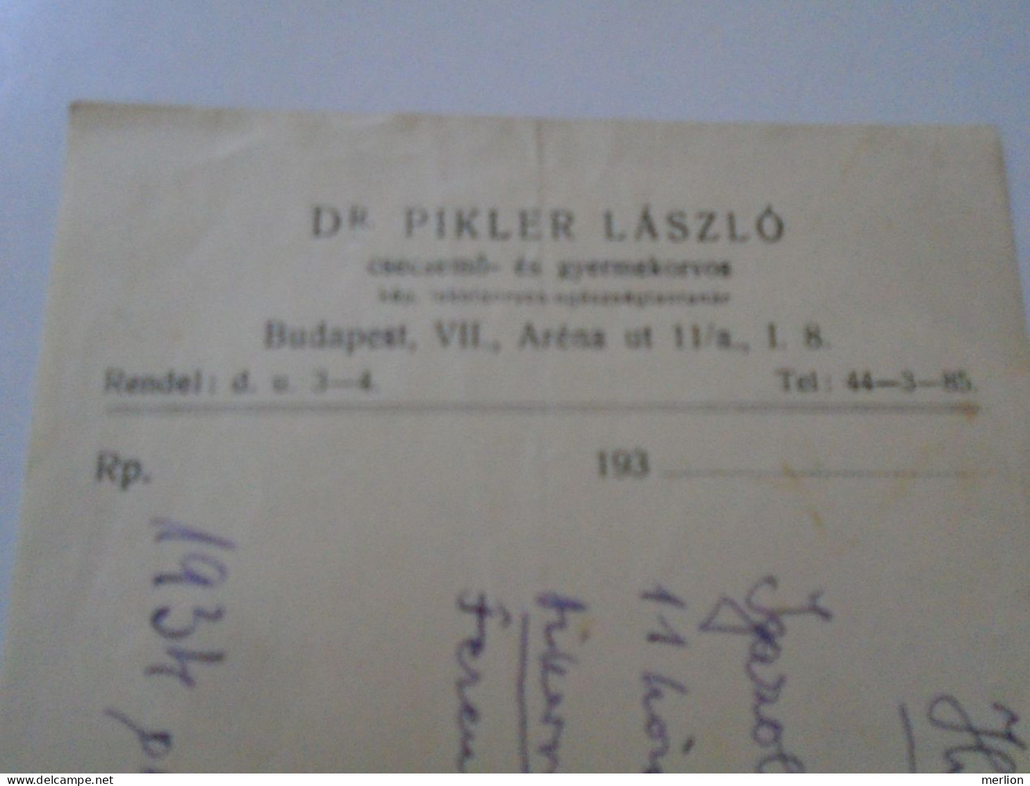 D202259  Certificate For Child's Vaccination Against  Variole  Chickenpox 1934 Dr. Pikler László  Budapest Hungary - Unclassified