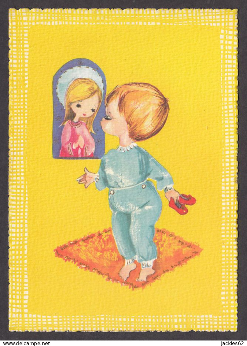 092266/ Garçonnet En Pyjama Saluant Une Petite Madone - Children's Drawings