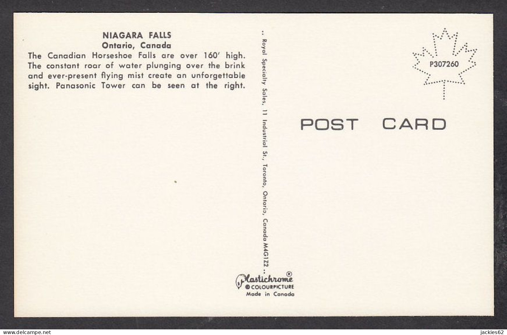 114729/ NIAGARA FALLS, The Canadian Horseshoe Falls - Cataratas Del Niágara