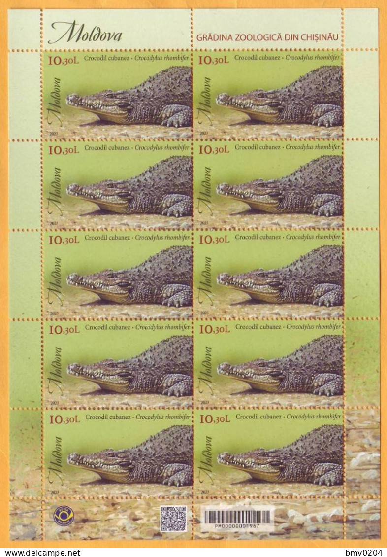 2023  Moldova Sheet 10.30 Zoo „Faune. Chisinau Zoological Garden”  Cuban Crocodile (Crocodylus Rhombifer) Mint - Moldawien (Moldau)