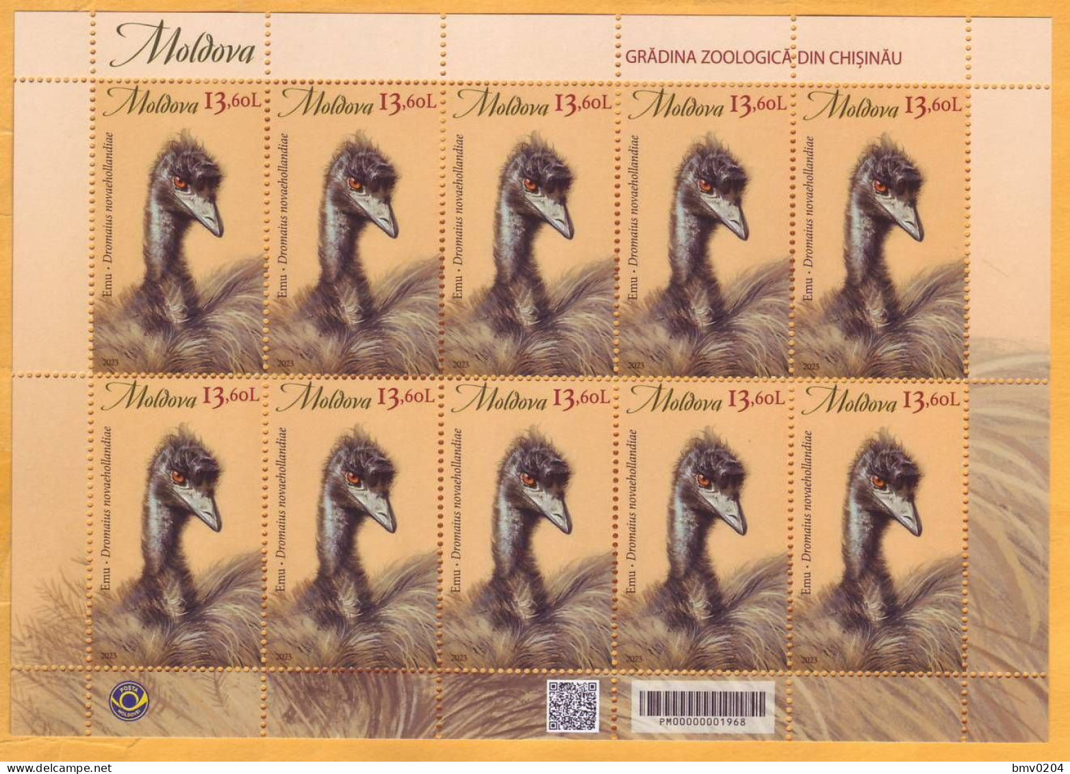 2023  Moldova Sheet Zoo „Faune. Chisinau Zoological Garden”  Emu (Dromaius Novaehollandiae)   Mint - Moldova