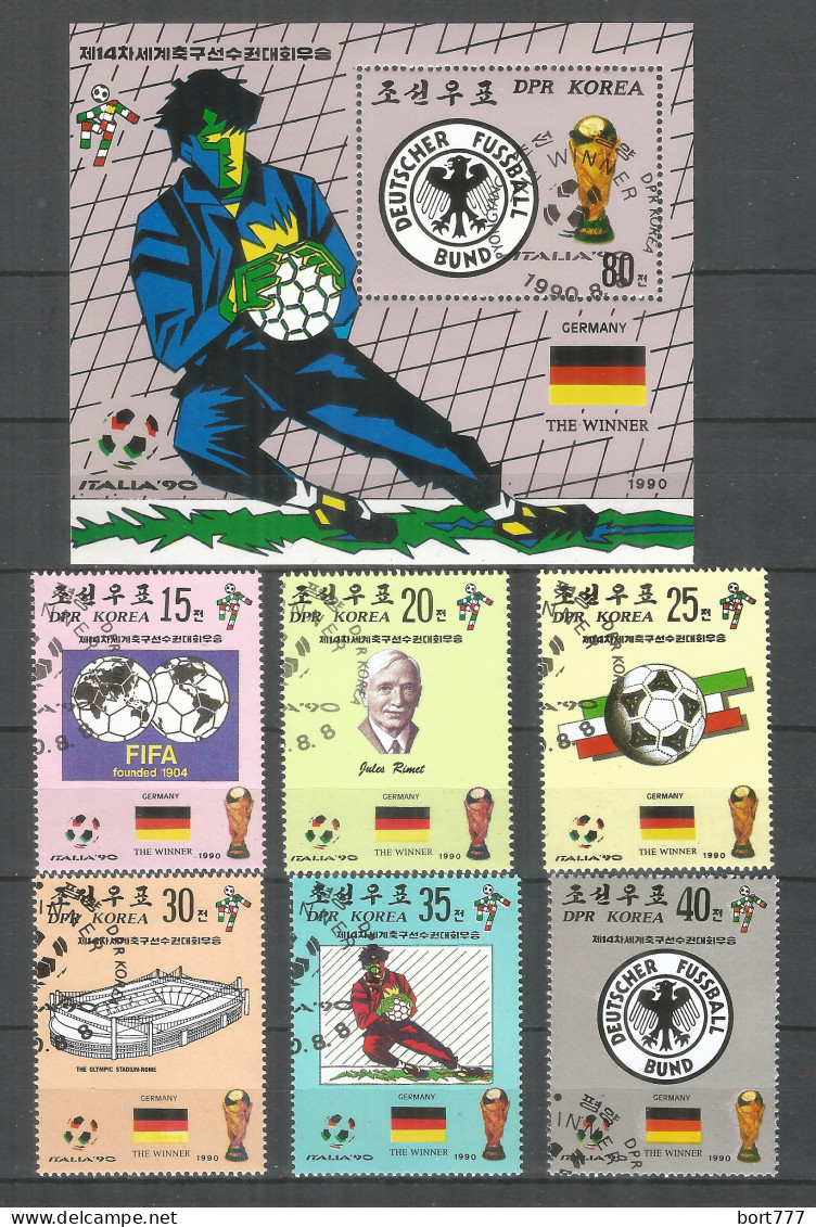 Korea 1990 Used Stamps Set + Block Soccer Football - Korea, North