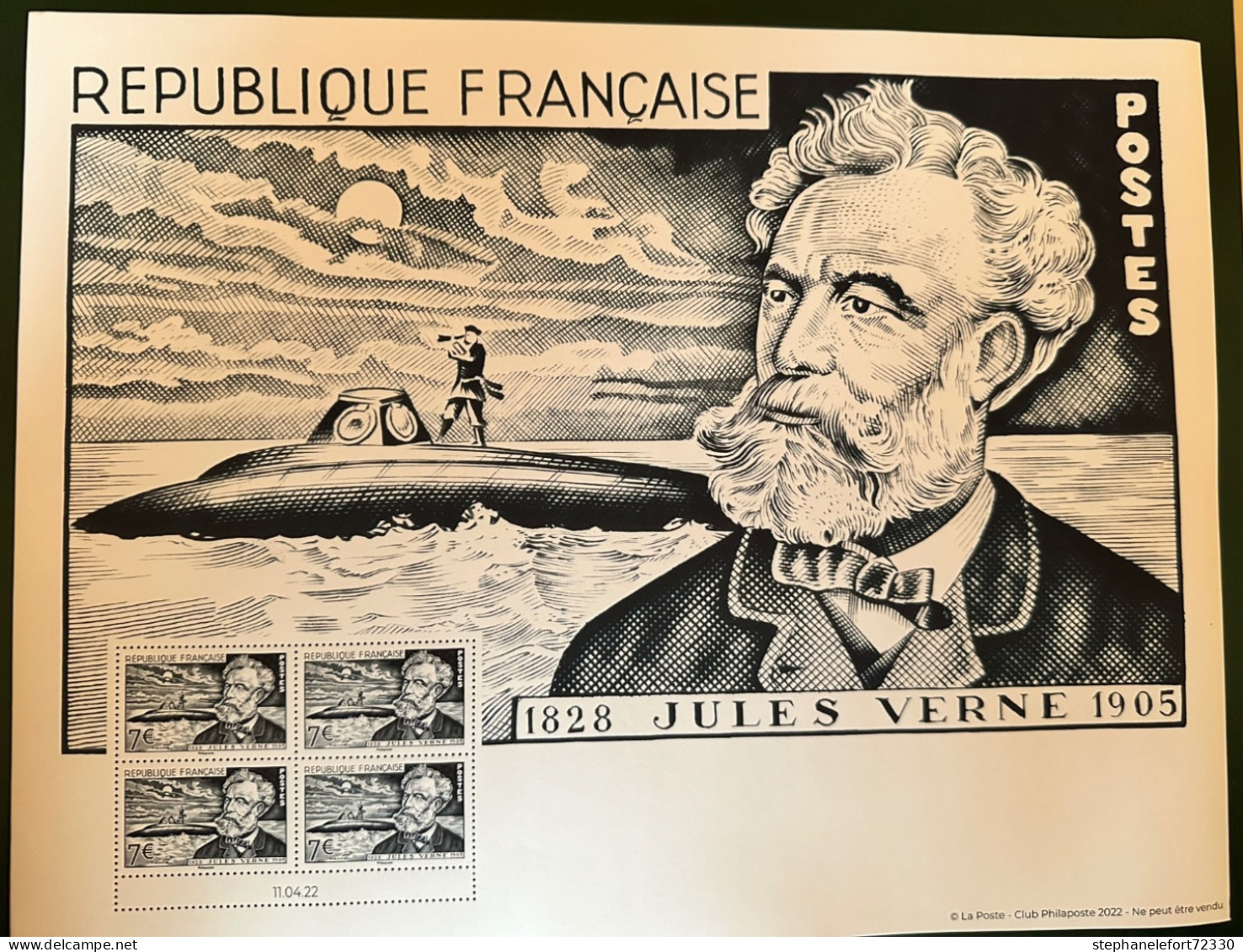 France 2022 - Affiche Jules Verne 220 X 287  Incluant Bloc De 4 Timbres De 7 € - Neufs