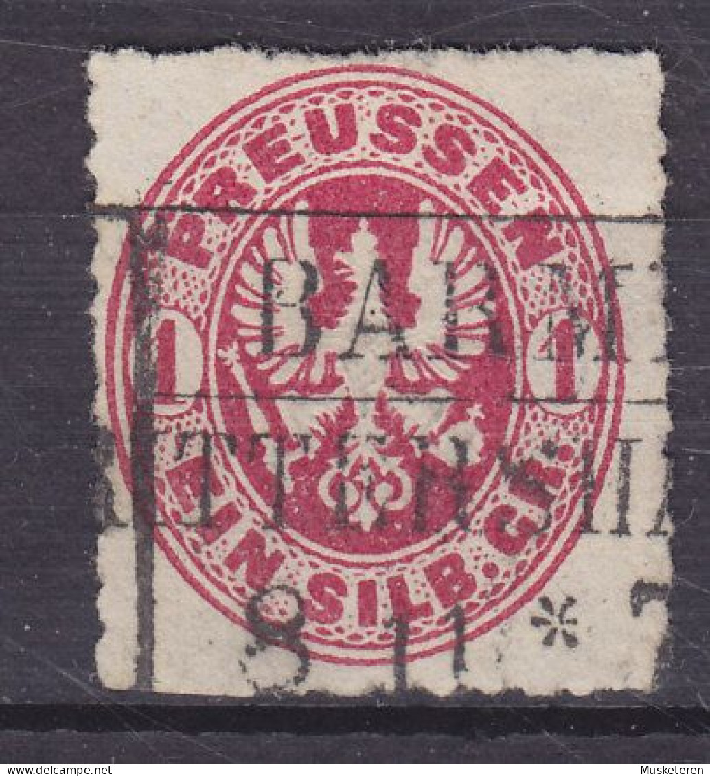 Preussen 1861 Mi. 16b, 1 Sgr. Preussischer Adler Bahnpost Boxed Cds. BARMEN - RITTERSHAUSEN (2 Scans) - Usati