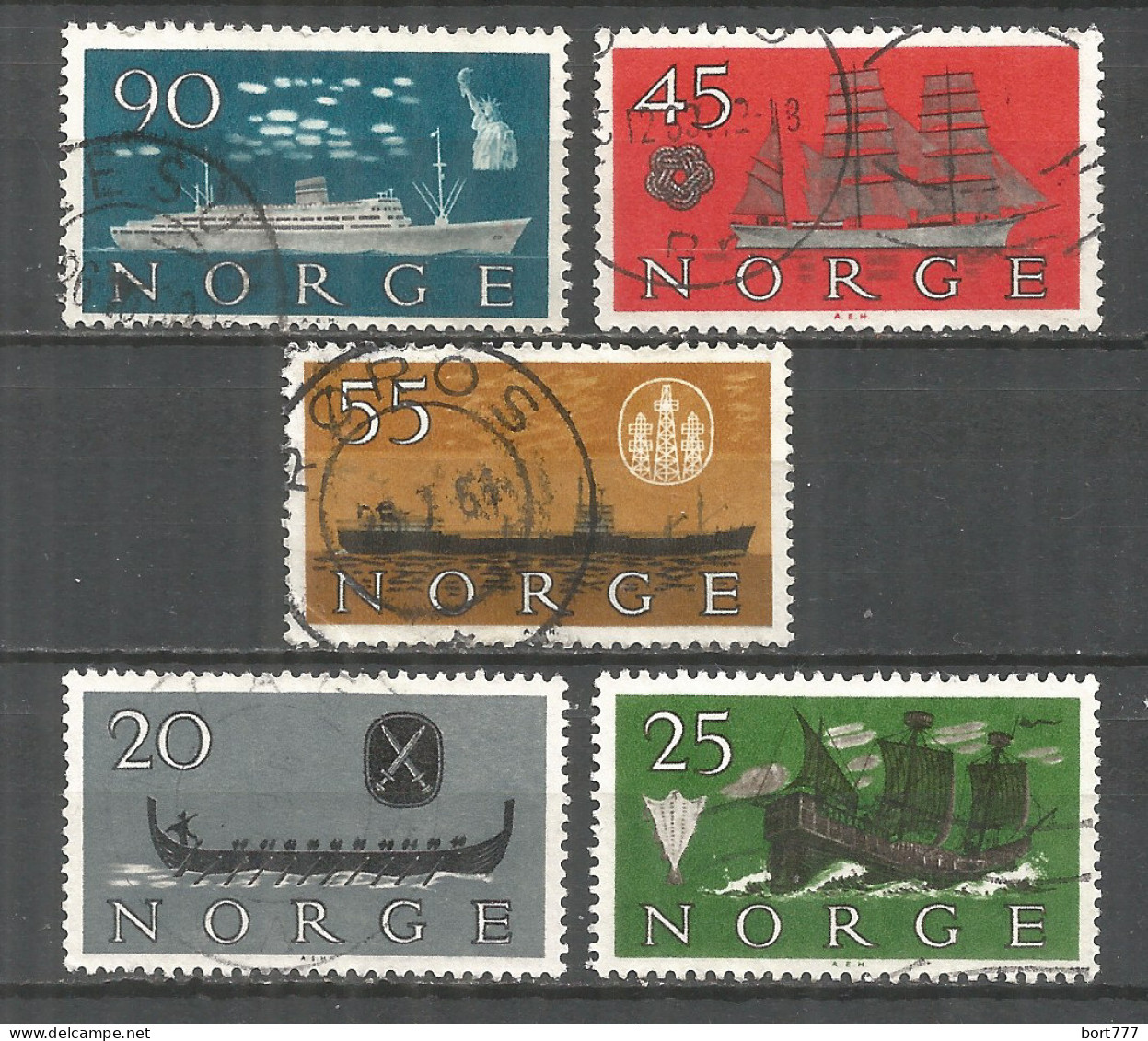 Norway 1960 Used Stamps Mi.# 444-448 Ships - Gebraucht