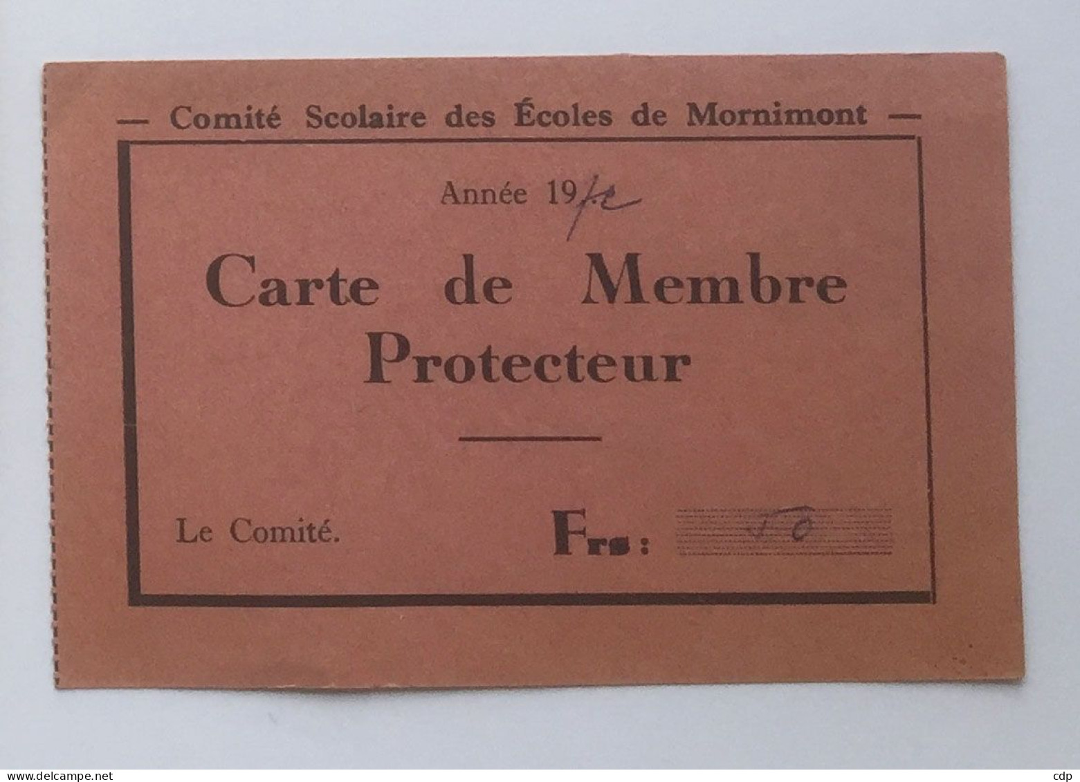 MORNIMONT Carte De Membre   écoles - Non Classés