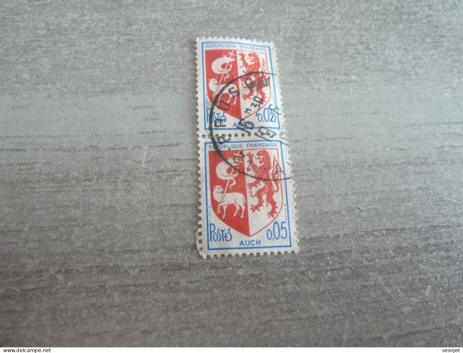 Auch - Armoirie De Ville - 5c. - Yt 1468 - Bleu Et Rouge - Double Oblitérés - Année 1966 - - Gebruikt