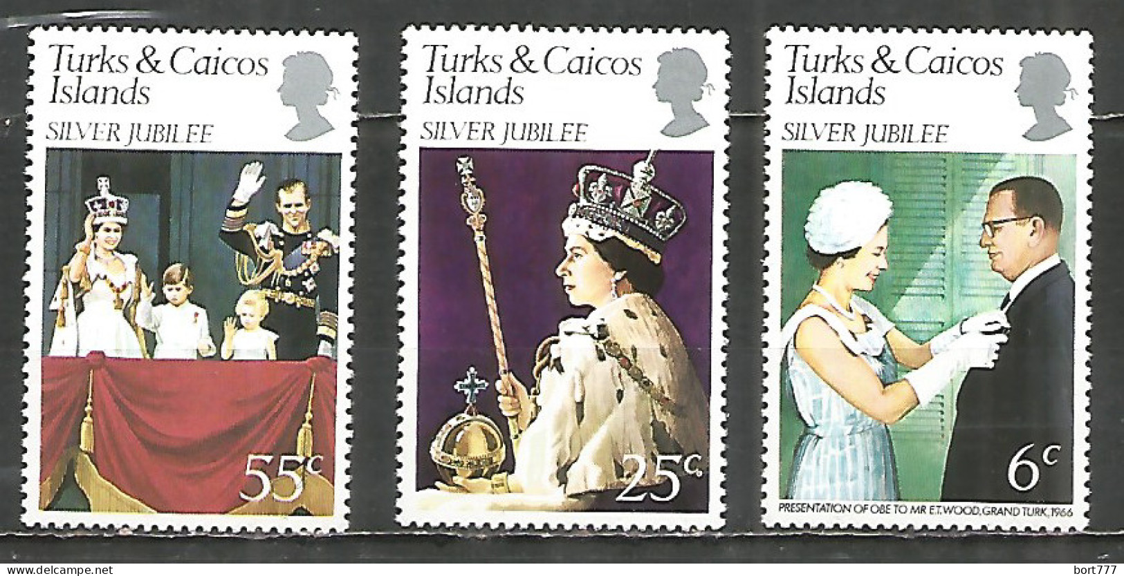 Turks & Caicos Islands 1977 Mint Stamps MNH(**) Set Famous People Royals - Turcas Y Caicos