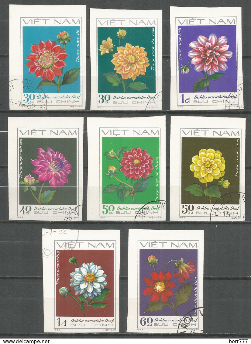 Vietnam 1982 Year , Used Stamps, Mi ​1240-47 U Imperf. Flowers - Vietnam