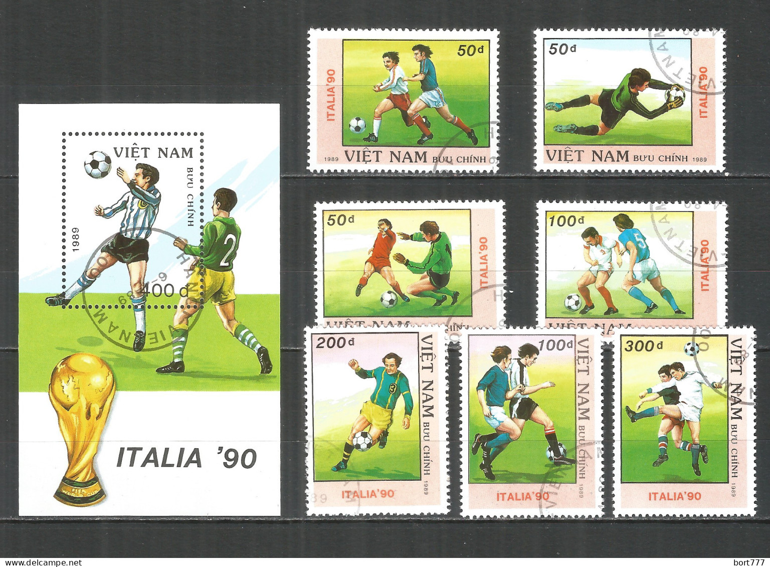 Vietnam 1989 , Used Stamps ,  Mi. ​​2080-86 + Blc Soccer - Vietnam