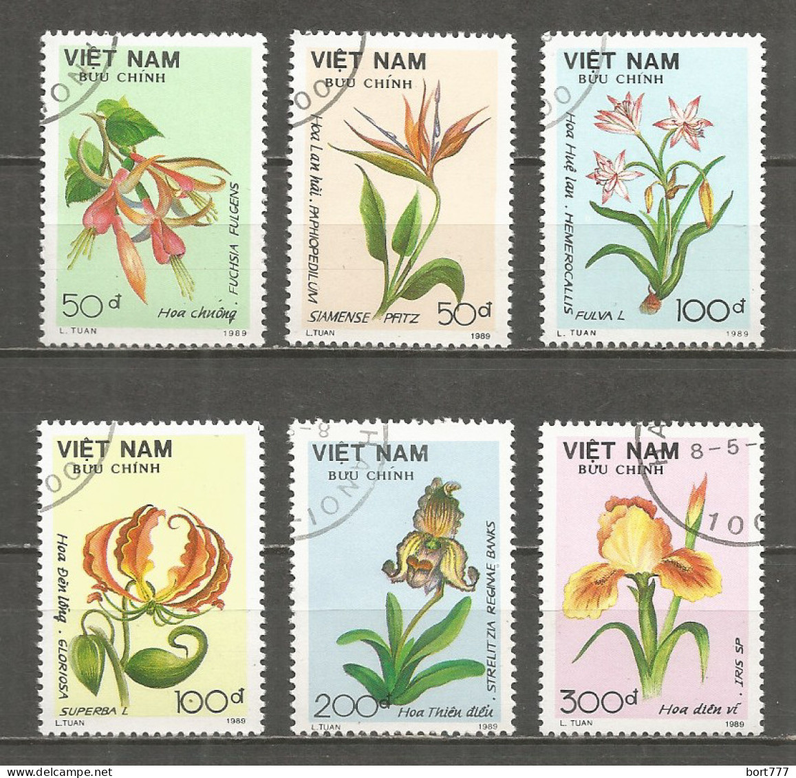 Vietnam 1989 , Used Stamps ,  Mi. ​​2088-93 Flowers - Vietnam