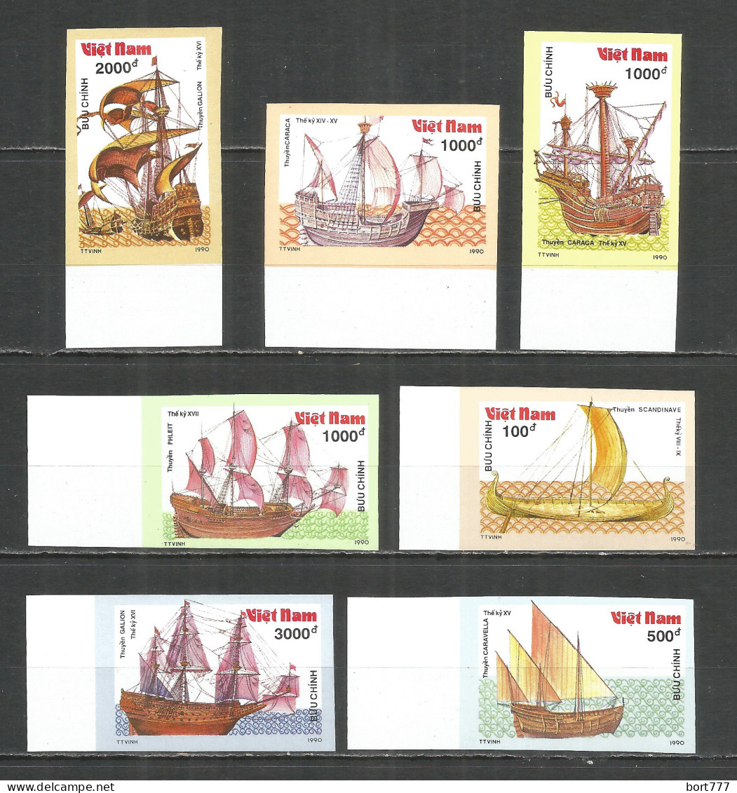 Vietnam 1990 Mint Stamps MNG  Mi. 2196-2202 Ships Imperf. - Vietnam