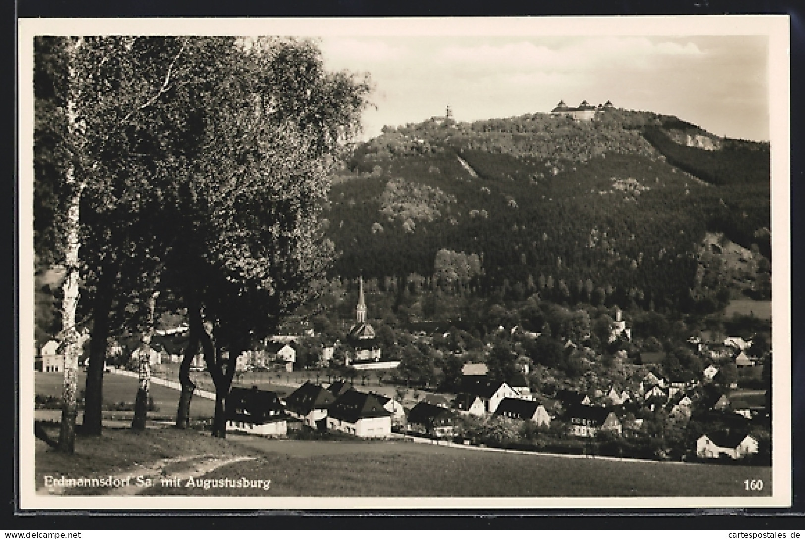 AK Erdmannsdorf /Sa., Ortsansicht Mit Augustusburg  - Augustusburg