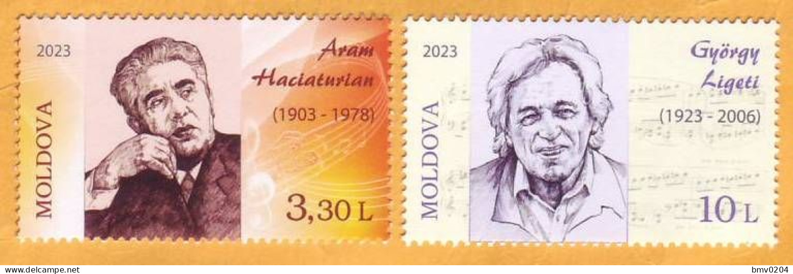 2023  Moldova  „Modern Composers”  Aram Haciaturian, Armenia, György Ligeti Jewish, Hungary, Austria  2v  Mint - Music