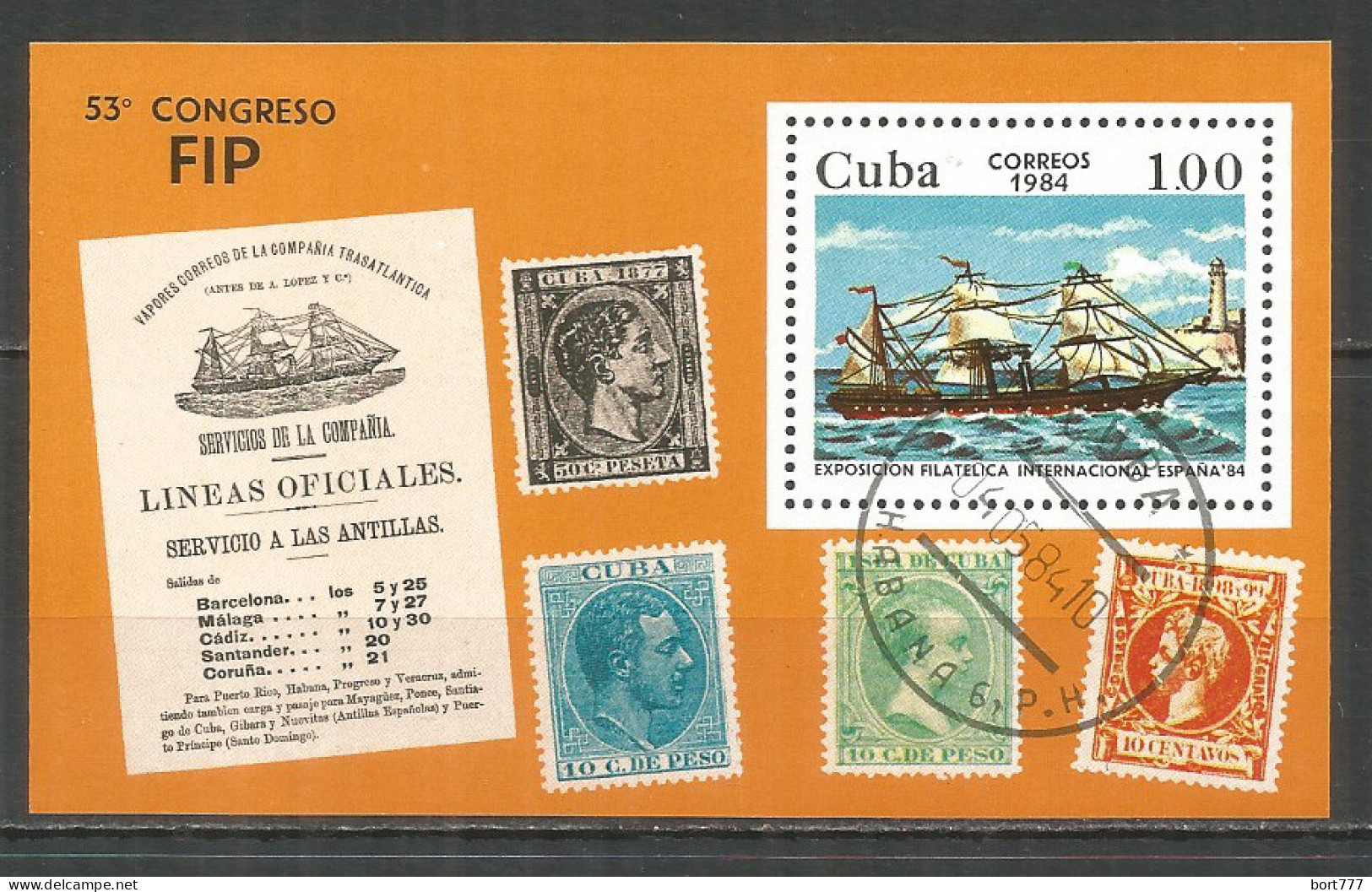 Caribbean 1984 Year , Used Block Ship - Hojas Y Bloques