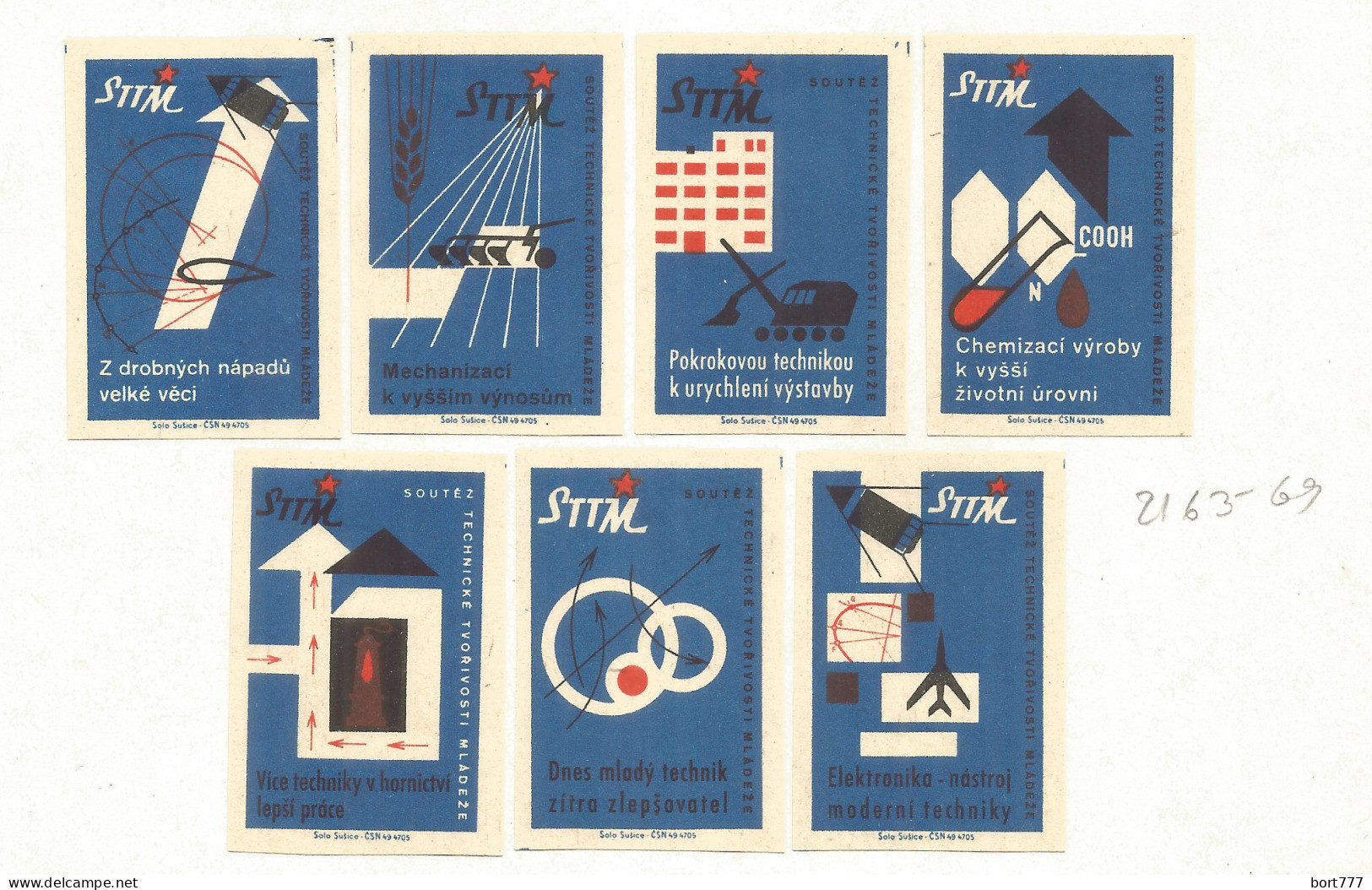 Czechoslovakia 7 Old Matchbox Labels - Scatole Di Fiammiferi - Etichette