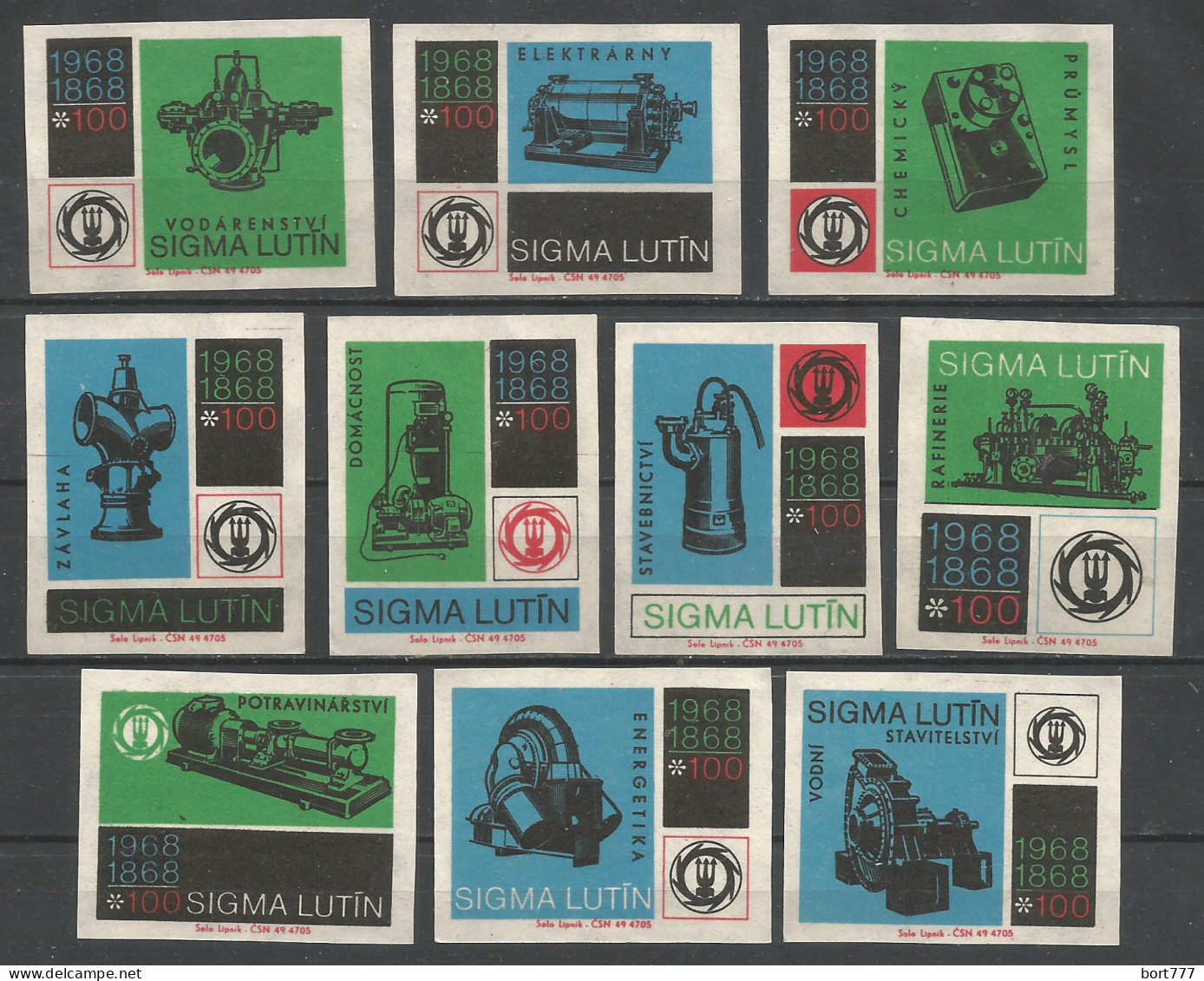 Czechoslovakia 10 Old Matchbox Labels - Scatole Di Fiammiferi - Etichette